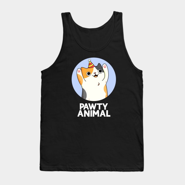 Pawty Animal Cute Party Animal Cat Pun Tank Top by punnybone